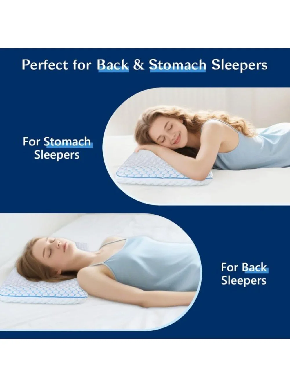 Cooling Gel Thin Pillow for Stomach & Back Sleepers, Ultra Slim Memory Foam 2.25